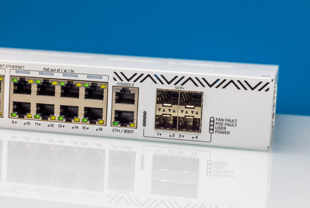 CRS320-8P-8B-4S+RM Порты SFP+